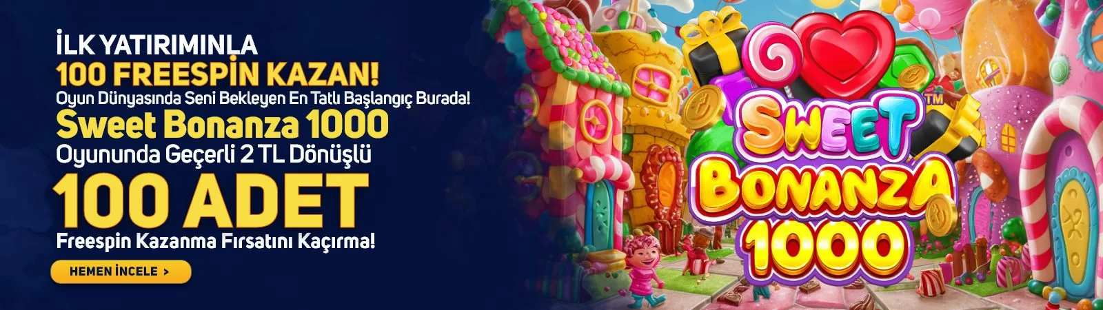 Sweet Bonanza 1.000 TL ve 100 freespin promosyon görseli