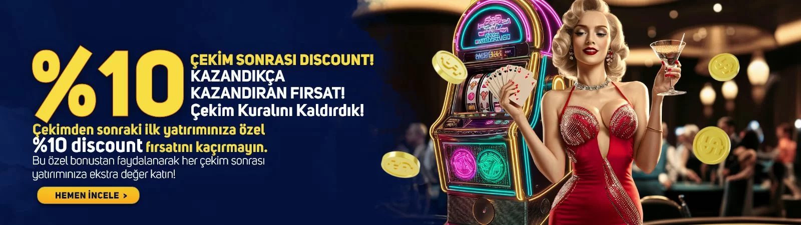Vegabet çekim sonrası %10 indirim promosyon görseli